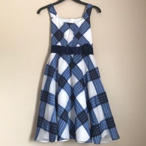 Bonnie Jean Blue and White Striped kids Dress